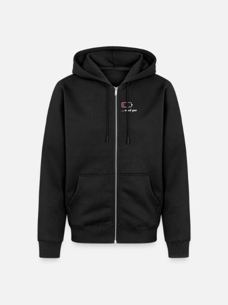 Low Battery Need You White - Unisex Premium Organic Zip Hoodie - black