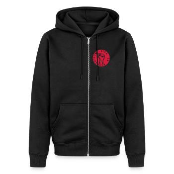1 colors - Viva la Revolution - Working Class - Unisex Premium Bio Zip Hoodie - Schwarz - Vorne - Nico (187cm) & Julia (174cm)
