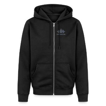 Wave Dub Sound One - Unisex Premium Bio Zip Hoodie - Schwarz - Vorne - Nico (187cm) & Julia (174cm)