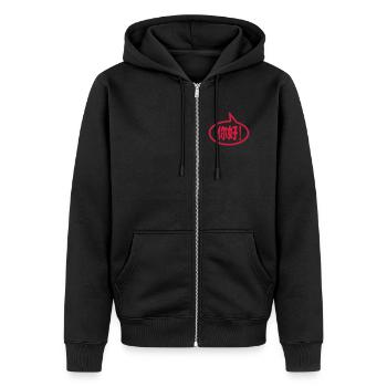 Chinese Hello! 你好! Ni Hao! - Unisex Premium Organic Zip Hoodie - black - Front - Nico (187cm) & Julia (174cm)