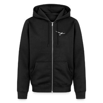 segelflugzeug schnell - Unisex Premium Bio Zip Hoodie - Schwarz - Vorne - Nico (187cm) & Julia (174cm)