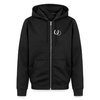 Pony Horse Riding Horseshoes Rider - Veste à capuche bio Premium Unisexe - noir - Devant - Nico (187cm) & Julia (174cm)