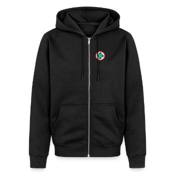 Croix Basque Euskadi - Veste à capuche bio Premium Unisexe - noir - Devant - Nico (187cm) & Julia (174cm)