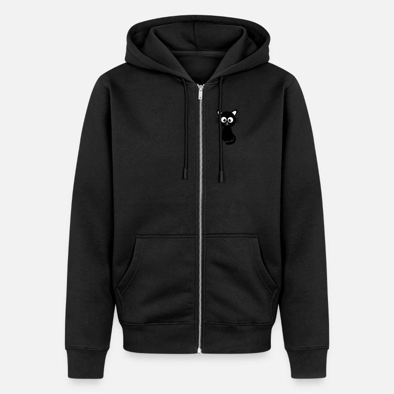 Funny sweet cat - Unisex Premium Organic Zip Hoodie - black