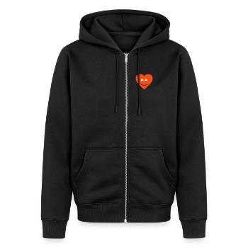 Herz Gesicht - heart face - Unisex Premium Bio Zip Hoodie - Schwarz - Vorne - Nico (187cm) & Julia (174cm)