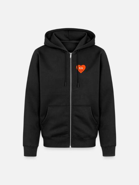 heart face - Unisex Premium Organic Zip Hoodie - black