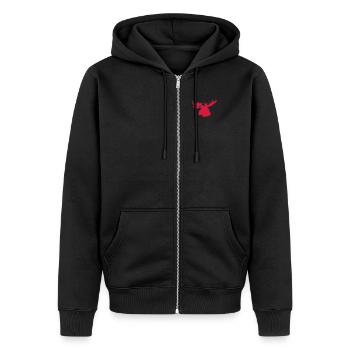 moose - elk - hunting - hunter - canada - Unisex Premium Organic Zip Hoodie - black - Front - Nico (187cm) & Julia (174cm)