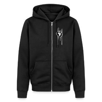 satan fingers - Unisex Premium Bio Zip Hoodie - Schwarz - Vorne - Nico (187cm) & Julia (174cm)