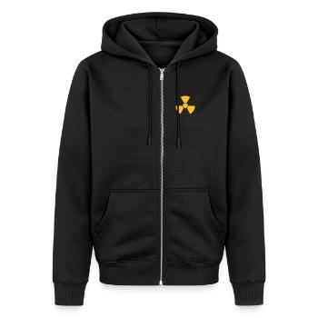 Radio Active 1c - Unisex Premium Organic Zip Hoodie - black - Front - Nico (187cm) & Julia (174cm)