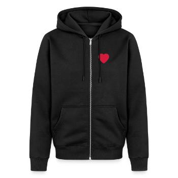 Heart Round - Unisex Premium Bio Zip Hoodie - Schwarz - Vorne - Nico (187cm) & Julia (174cm)