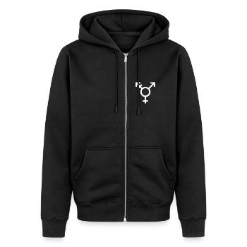 Queer - Plongeurs, icône / symbole de l’homme et de la femme - Veste à capuche bio Premium Unisexe - noir - Devant - Nico (187cm) & Julia (174cm)