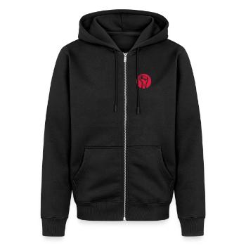 1 color - against capitalism working class war - Unisex Premium Organic Zip Hoodie - black - Front - Nico (187cm) & Julia (174cm)