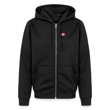 Kanada Flagge - Unisex Premium Bio Zip Hoodie - Schwarz - Vorne - Nico (187cm) & Julia (174cm)