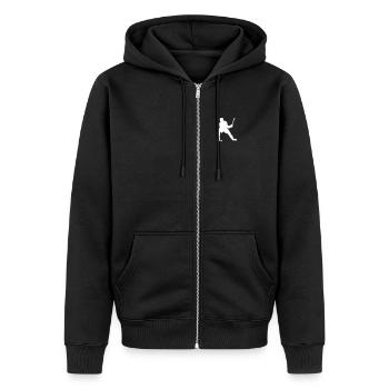 hockey - Unisex Premium Bio Zip Hoodie - Schwarz - Vorne - Nico (187cm) & Julia (174cm)