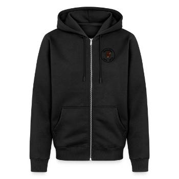 Grantler 1973 - for birthday -Bavarian saying - Unisex Premium Organic Zip Hoodie - black - Front - Nico (187cm) & Julia (174cm)