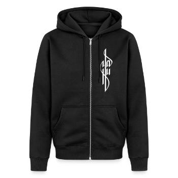 Ya Hu Calligraphy - Unisex Premium Organic Zip Hoodie - black - Front - Nico (187cm) & Julia (174cm)