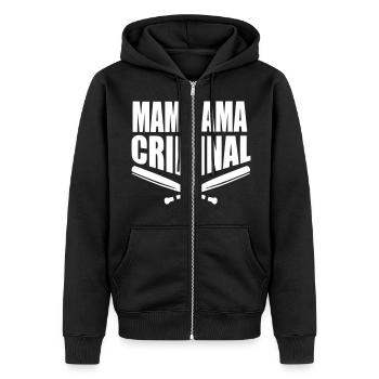 Mama ama Criminal Баста - Unisex Premium Bio Zip Hoodie - Schwarz - Vorne - Nico (187cm) & Julia (174cm)