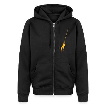 Klettern - Unisex Premium Bio Zip Hoodie - Schwarz - Vorne - Nico (187cm) & Julia (174cm)