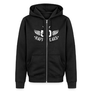 50 Happy Years King Queen Birthday - Unisex Premium Organic Zip Hoodie - black - Front - Nico (187cm) & Julia (174cm)