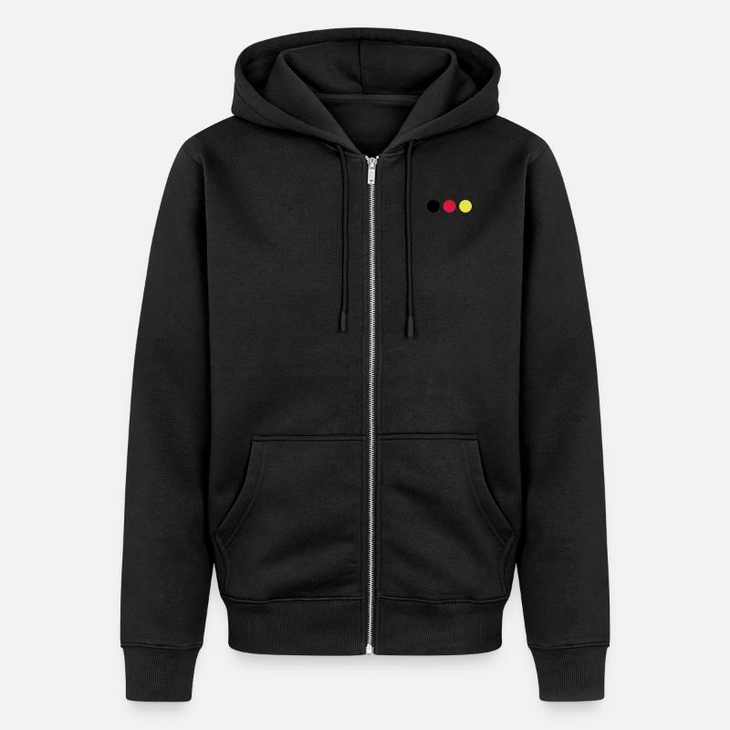 Points noirs, rouges et jaunes - Veste à capuche bio Premium Unisexe - noir