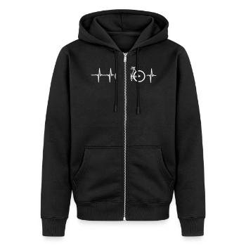 I LOVE MY BIKE! - Unisex Premium Organic Zip Hoodie - black - Front - Nico (187cm) & Julia (174cm)