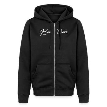 Bad Liar - Unisex Premium Organic Zip Hoodie - black - Front - Nico (187cm) & Julia (174cm)