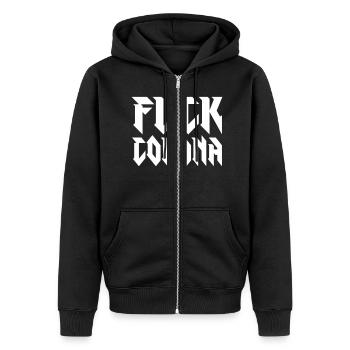 136 Fuck Corona Virus Coronavirus - Unisex Premium Organic Zip Hoodie - black - Front - Nico (187cm) & Julia (174cm)