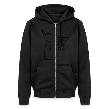 Männchen Technischer Zeichner - Unisex Premium Bio Zip Hoodie - Schwarz - Vorne - Nico (187cm) & Julia (174cm)