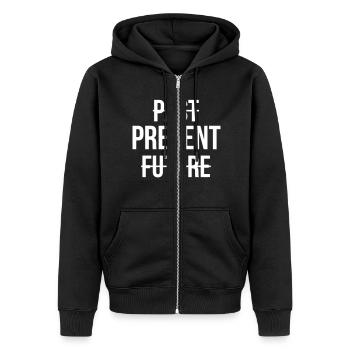 LIVE IN THE NOW - Unisex Premium Organic Zip Hoodie - black - Front - Nico (187cm) & Julia (174cm)