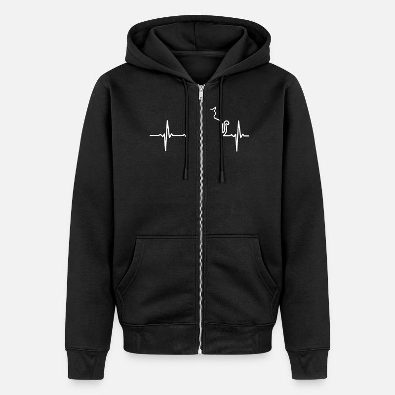 Mon cœur bat pour chats - Veste à capuche bio Premium Unisexe - noir