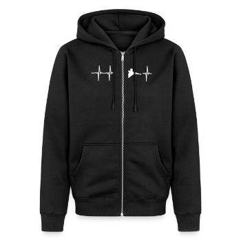 MY HEART BEATS FOR FOOTBALL! - Unisex Premium Organic Zip Hoodie - black - Front - Nico (187cm) & Julia (174cm)