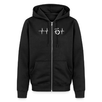 I LOVE MY BIKE! - Unisex Premium Organic Zip Hoodie - black - Front - Nico (187cm) & Julia (174cm)