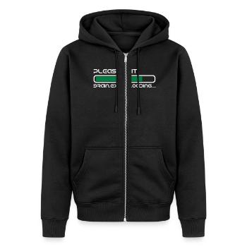 Gehirn wird geladen... - Unisex Premium Bio Zip Hoodie - Schwarz - Vorne - Nico (187cm) & Julia (174cm)