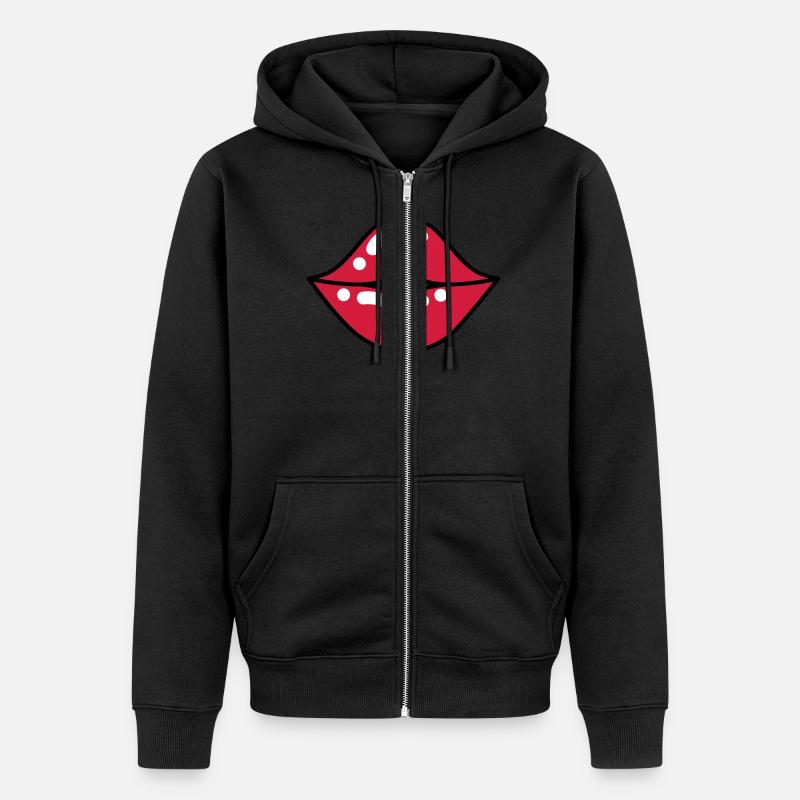 71 Lèvres bouche de baiser - Veste à capuche bio Premium Unisexe - noir