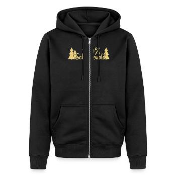 100% Schwarzwald - Unisex Premium Bio Zip Hoodie - Schwarz - Vorne - Nico (187cm) & Julia (174cm)