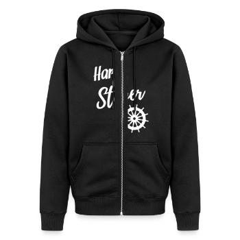 Hart am Steuer - Unisex Premium Bio Zip Hoodie - Schwarz - Vorne - Nico (187cm) & Julia (174cm)