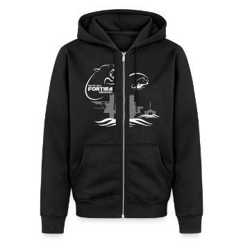 Forties Oil Rig Platform North Sea Aberdeen - Unisex Premium Organic Zip Hoodie - black - Front - Nico (187cm) & Julia (174cm)