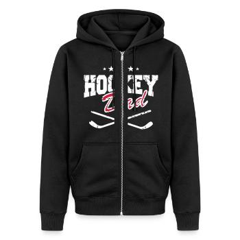 Hockey Dad - Unisex Premium Bio Zip Hoodie - Schwarz - Vorne - Nico (187cm) & Julia (174cm)