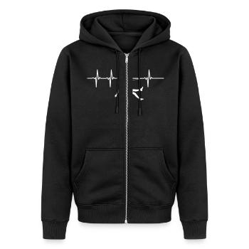 Heart beat rock climbing - Unisex Premium Organic Zip Hoodie - black - Front - Nico (187cm) & Julia (174cm)