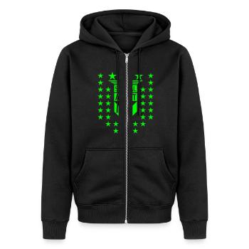 107 Special Agent Star - Unisex Premium Bio Zip Hoodie - Schwarz - Vorne - Nico (187cm) & Julia (174cm)