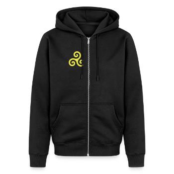 Triskele - Unisex Premium Bio Zip Hoodie - Schwarz - Vorne - Nico (187cm) & Julia (174cm)