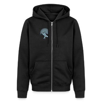 surfer surf surfing board welle wave sonne - Unisex Premium Bio Zip Hoodie - Schwarz - Vorne - Nico (187cm) & Julia (174cm)