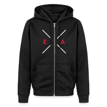 TEAM - Unisex Premium Bio Zip Hoodie - Schwarz - Vorne - Nico (187cm) & Julia (174cm)