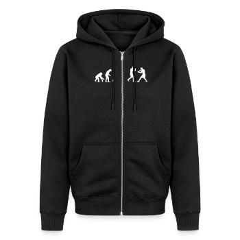 Evolution Boxing - Unisex Premium Organic Zip Hoodie - black - Front - Nico (187cm) & Julia (174cm)