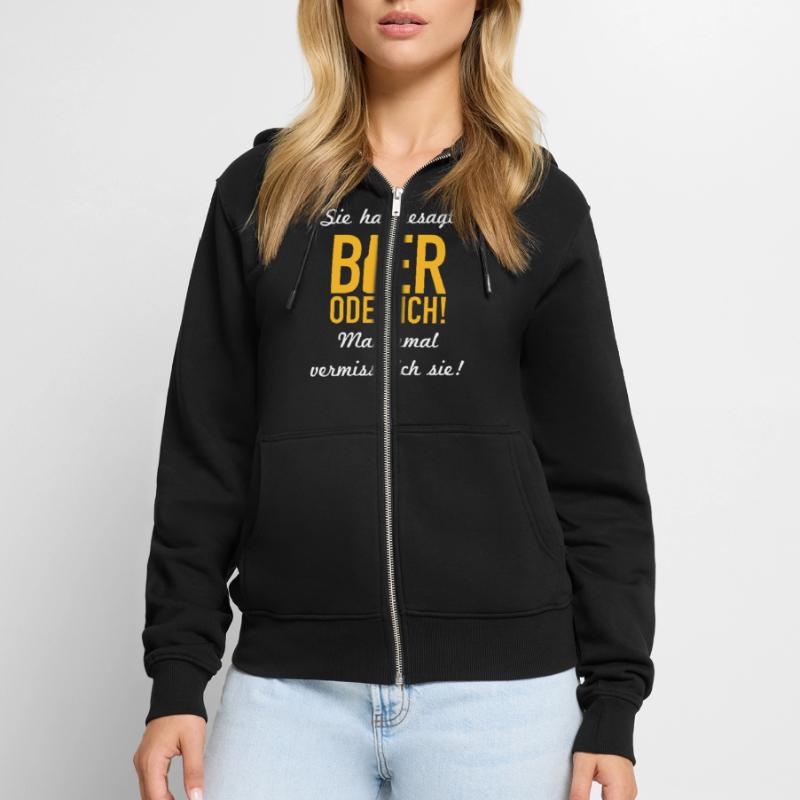 Bier oder ich Unisex Premium Bio Zip Hoodie