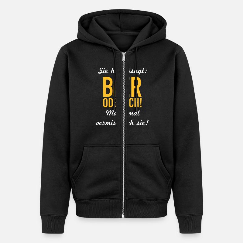 Bier oder ich - Unisex Premium Bio Zip Hoodie - Schwarz
