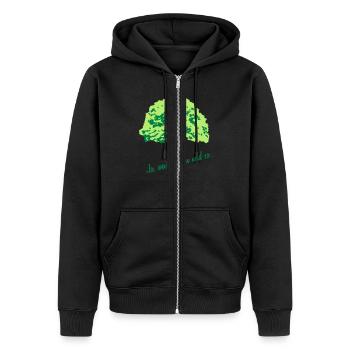 Baum - Unisex Premium Bio Zip Hoodie - Schwarz - Vorne - Nico (187cm) & Julia (174cm)