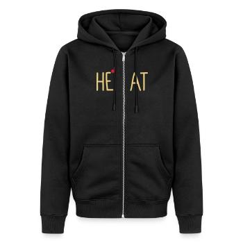 Heimat - Unisex Premium Bio Zip Hoodie - Schwarz - Vorne - Nico (187cm) & Julia (174cm)