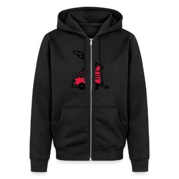 Feuerwehrauto (c) - Fire Truck - Unisex Premium Organic Zip Hoodie - black - Front - Nico (187cm) & Julia (174cm)