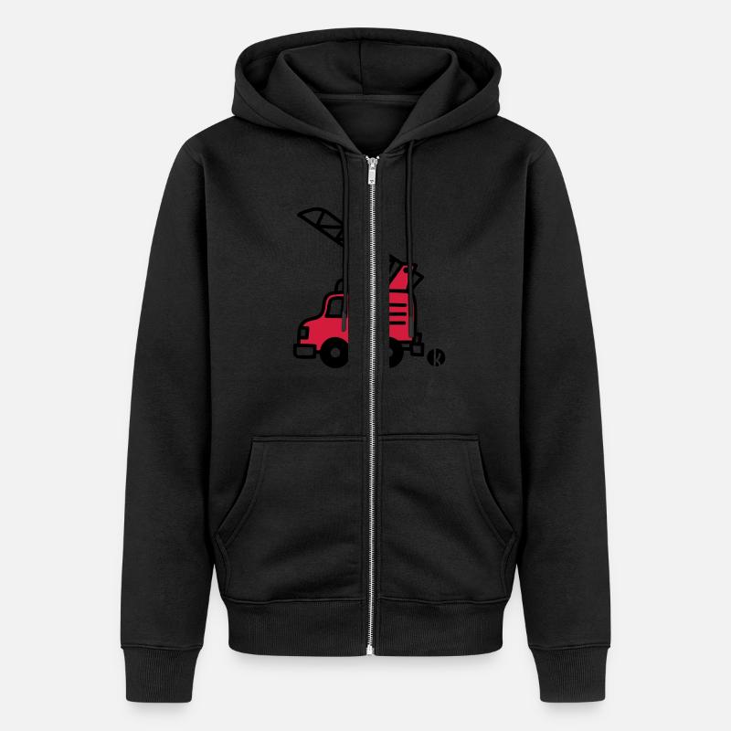Feuerwehrauto (c) - Fire Truck - Unisex Premium Bio Zip Hoodie - Schwarz